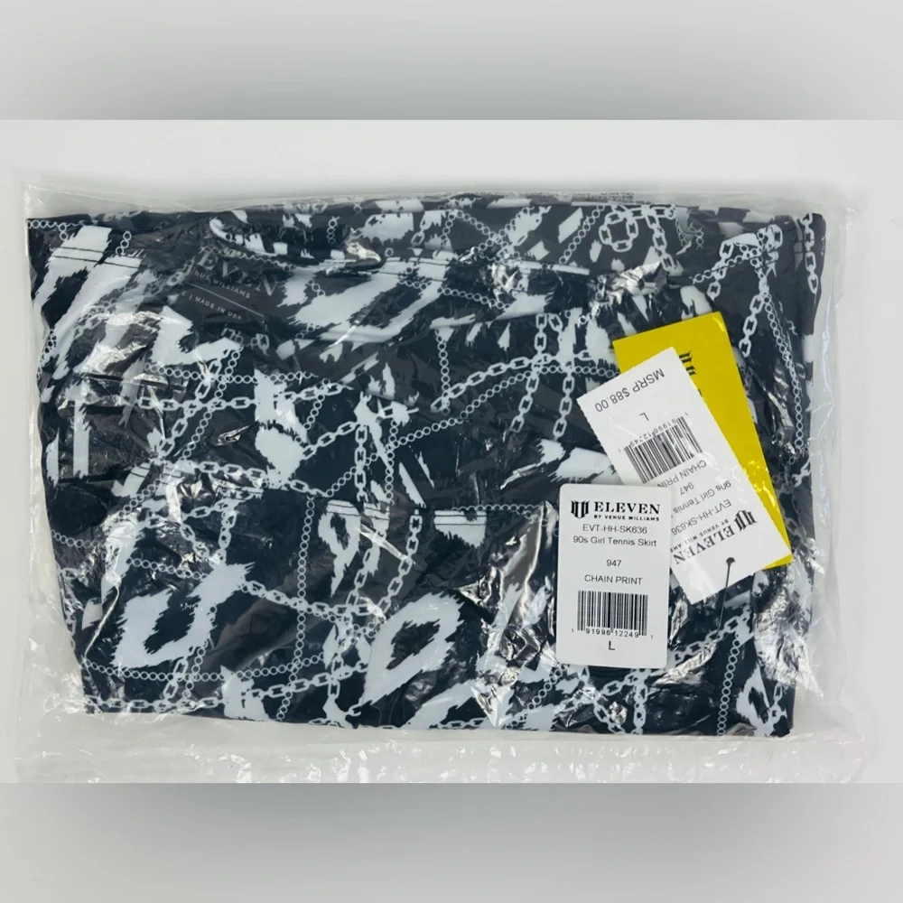 EleVen-Venus Williams 90’s Girl Tennis Skirt Black&White Chain Pattern   L   NWT - Picture 7 of 9